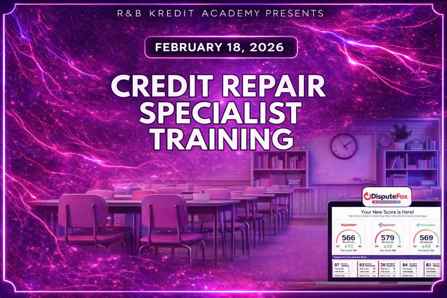 Feb 18th & Feb 20th class Credit Repair Specialist Training Class - Tier 1 (Group & 1-On-1)payment plan avail ask me how! Last day to Feb 16th