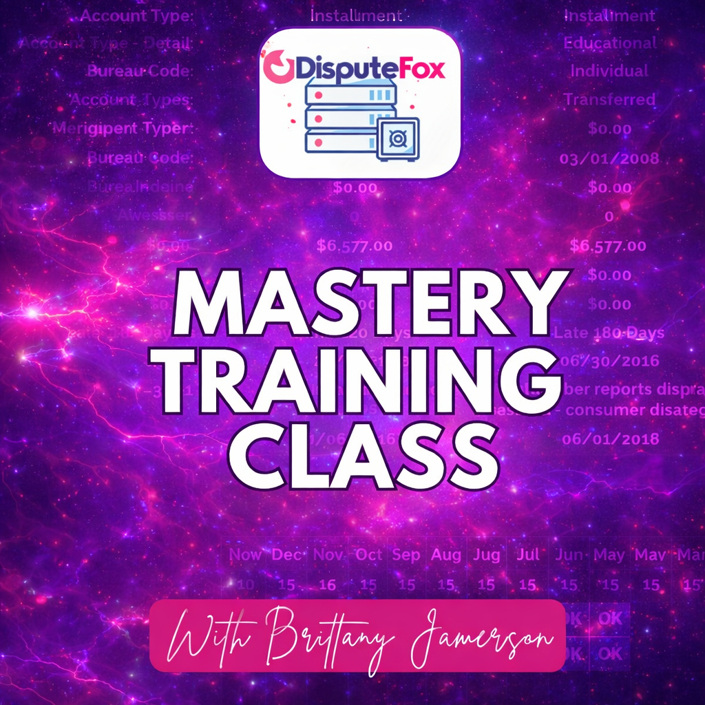 Dispute Fox Mastery Training Class (one on one) or group