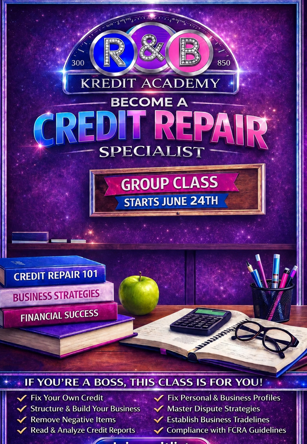 June 24 class Credit Repair Specialist Training Class - Tier 1 Group Classes