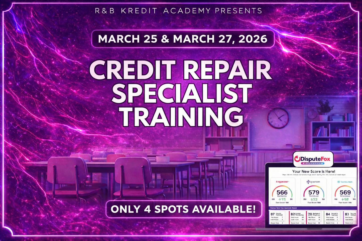 March 25 & March 27 class Credit Repair Specialist Training Class - Tier 1 (1-On-1)