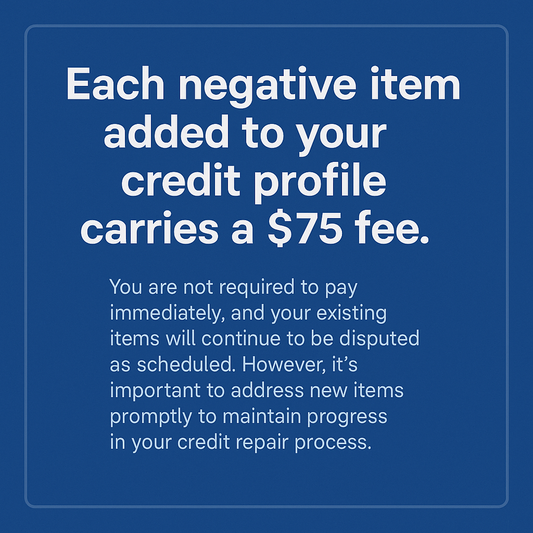 New Negative Items Dispute Fee